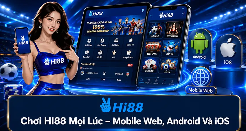 Chơi HI88 mọi lúc mobile web Android và iOS